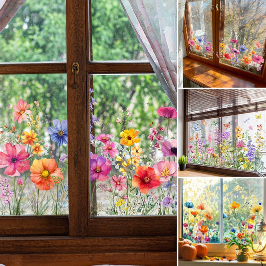 💐Time-limited Special💞Colorful Floral Bouquet Window Sticker🖼️(Cut to size freely)