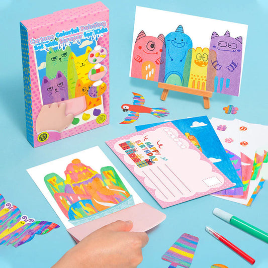 🎁Halloween promotion 50% OFF🎃Cartoon Colorful Painting Set with Scraper for Kids🎨