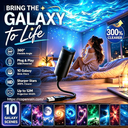 🌙 50% RABATT – Bærbar USB-projektor med bøybar hals – HD bildekvalitet – plug & play – 3 filmer – kompakt & lett
