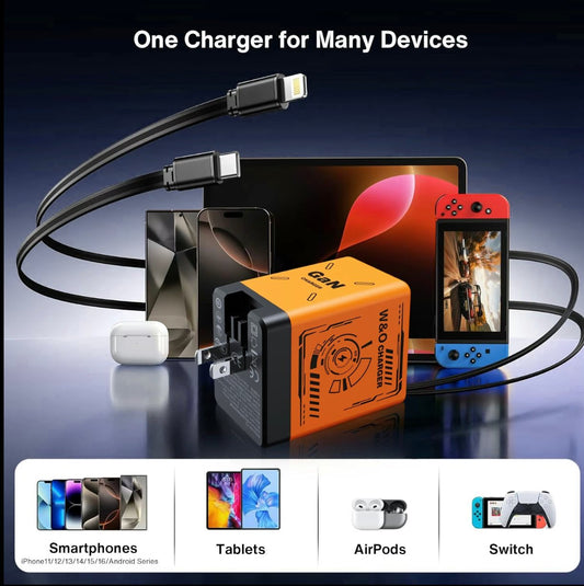 🏆2025 Flash Sale 50 % rabatt⚡50 000+ SOLGT!💥🔥W&O 2-i-1 GaN 20 W hurtiglader, beste gaver