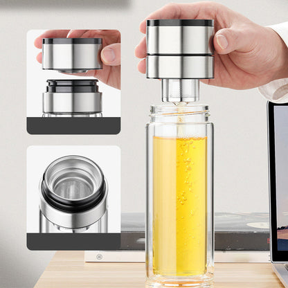 🔥Hot Sale 60%💧Double Wall Borosilicate Portable Tea Cup🚗 Your Tea Deserves a VIP Experience On-the-Go!"