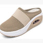 🔥2025 NEW SALES - 65% OFF🔥Women's Casual Hollowed Out Fabric Flat Bottom Slope Heel Slippers