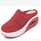 🔥2025 NEW SALES - 65% OFF🔥Women's Casual Hollowed Out Fabric Flat Bottom Slope Heel Slippers