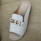 Wedge Peep Toe Sandals with Metal Decoration