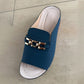 Wedge Peep Toe Sandals with Metal Decoration