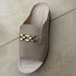 Wedge Peep Toe Sandals with Metal Decoration
