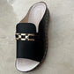 Wedge Peep Toe Sandals with Metal Decoration