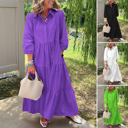 🌿 Lapel slit ankle skirt loose cut Slightly flared hem, a pear-shaped figure to cover the flesh