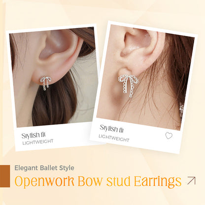 🎁Elegant Ballet Style Openwork Bow Stud Earrings