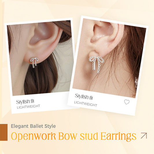 🎁Elegant Ballet Style Openwork Bow Stud Earrings