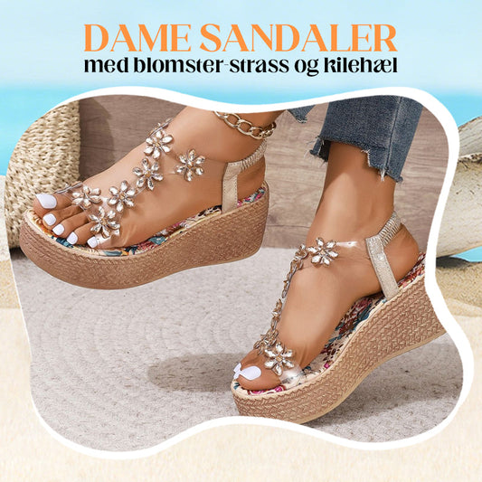 🔥Women's sandals with floral rhinestones and wedge heel