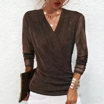 Sparkle Crossover V-hals langermet topp for kvinner
